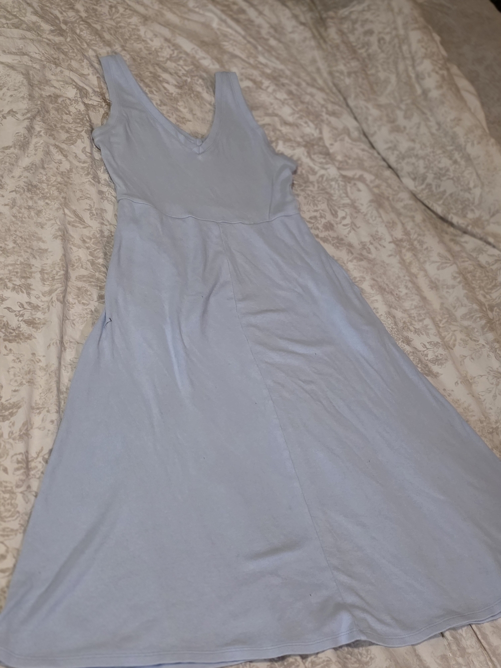 Light Blue V-Neck Sleeveless Women’s Dress
